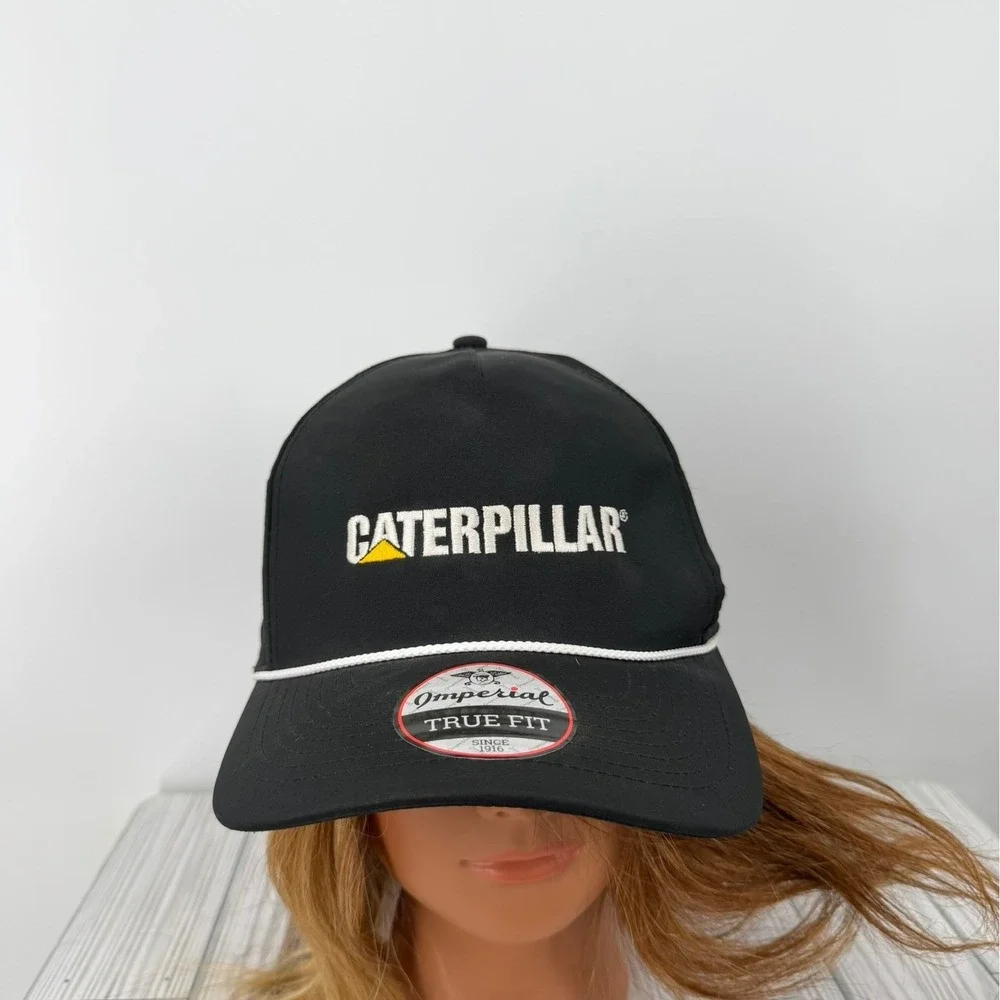 Caterpillar Imperial True‎ Fit Black Rope Hat Snapback Embroidered CAT Cap NEW
